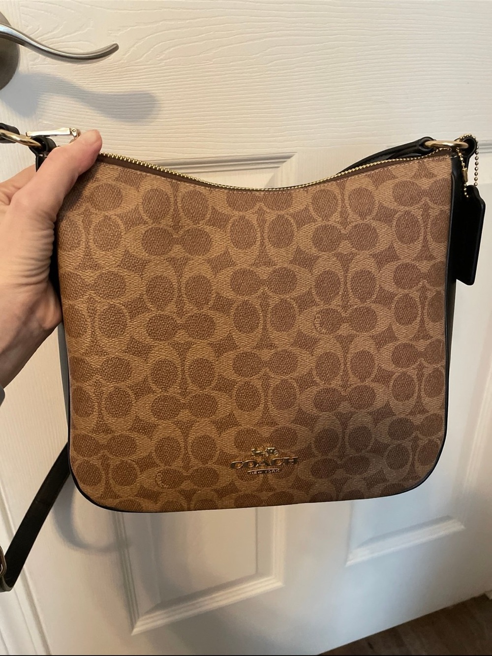 Coach Ellie File Signature Crossbody Bag (Tan/Black)